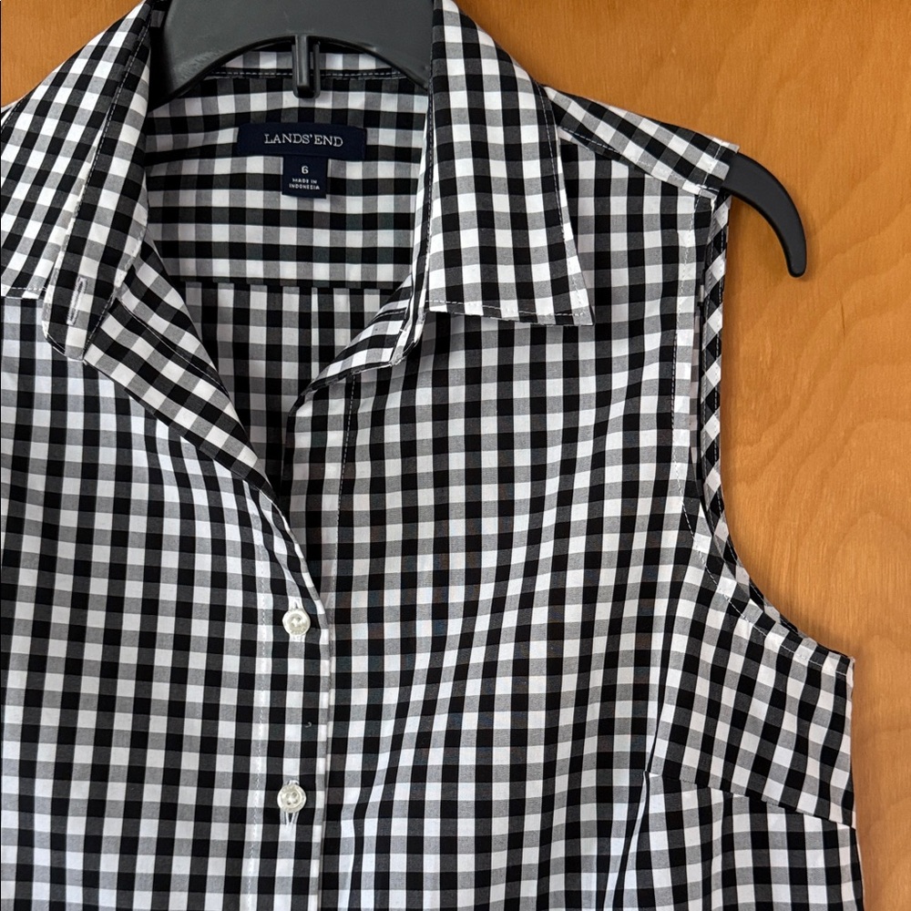 Lands' End Black and White Checkered Sleeveless Top